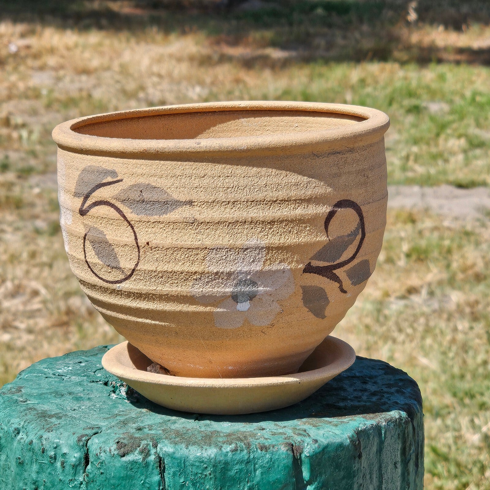 Flower Pot Planter And Saucer 6.25" Dia x 5.25" H