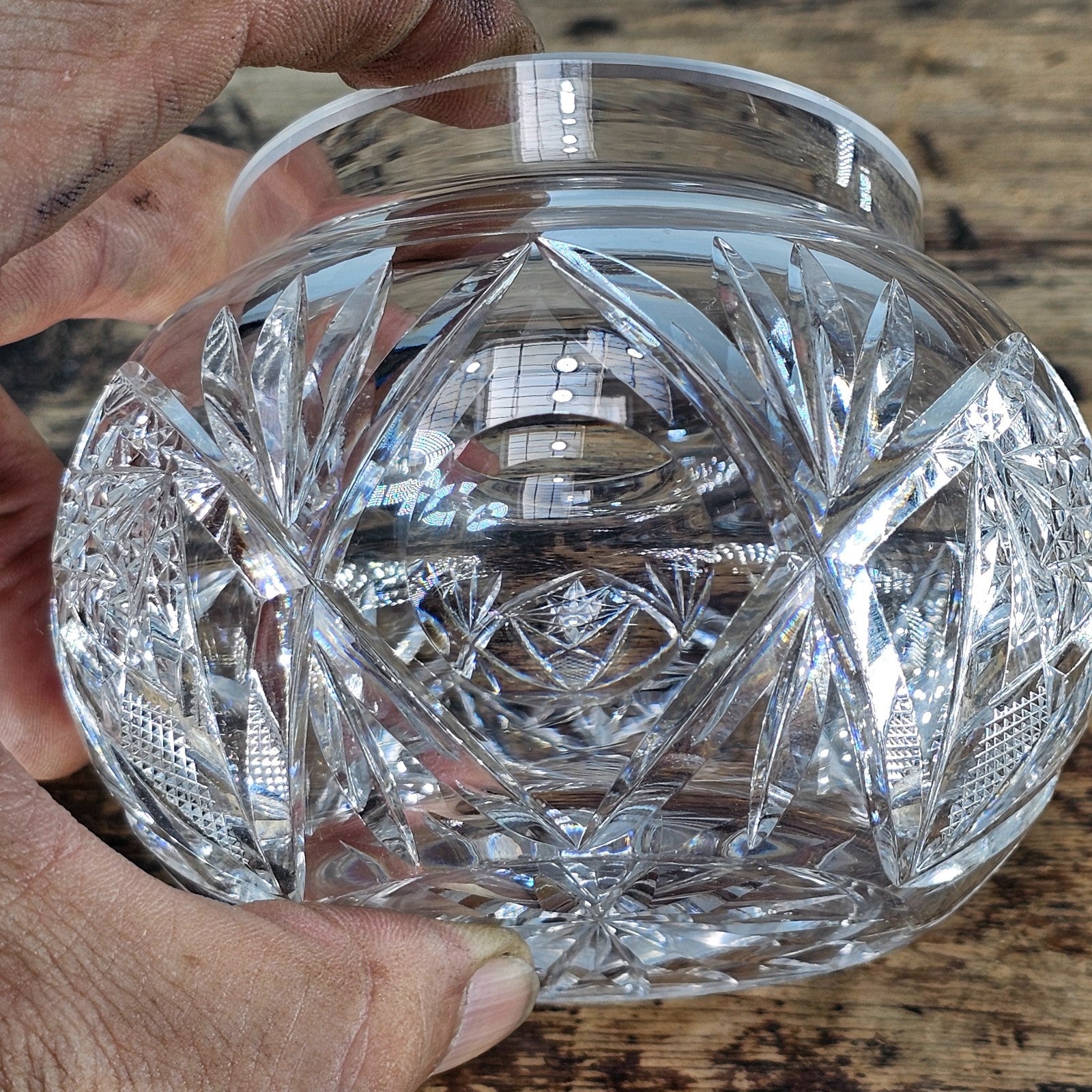 Antique American Brilliant Period Cut Crystal Vanity Powder Jar