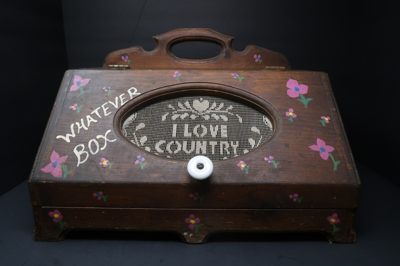 Vintage Wood Bread Box Rustic Wooden Box Farmhouse 16” X 11” X H 11.5”