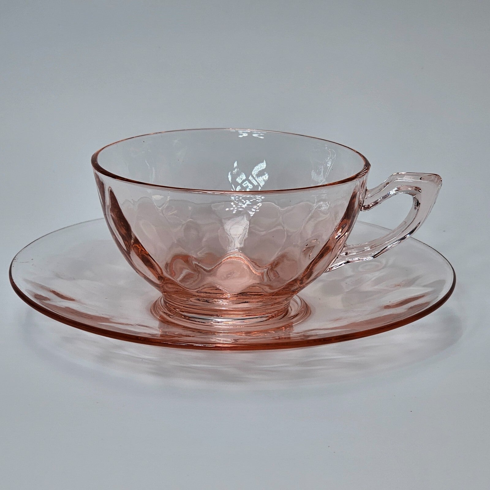 Heisey Yeoman Flamingo Pink Cup & Saucer Set (C)