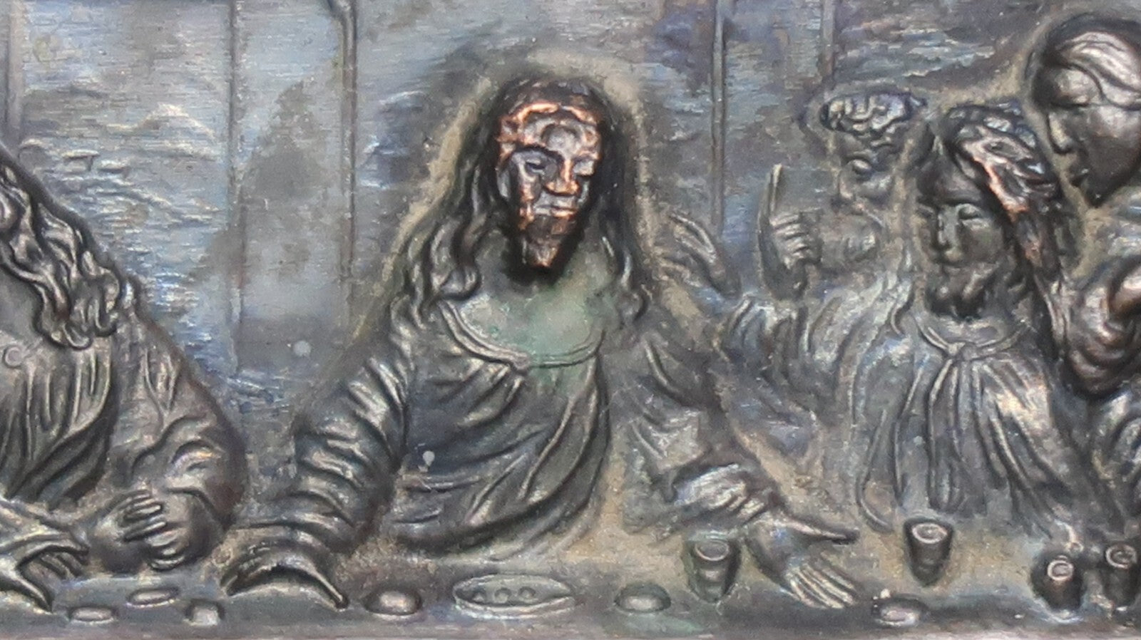 Vintage The Last Supper Metal Relife Art 5.25" x 9.75"