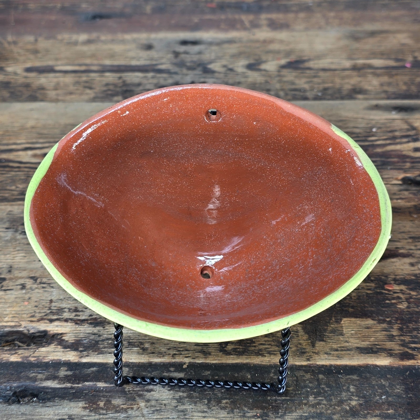 Handmade Terracotta Wall Pocket / Wall Planter (Light Yellow, Leaf Motif)