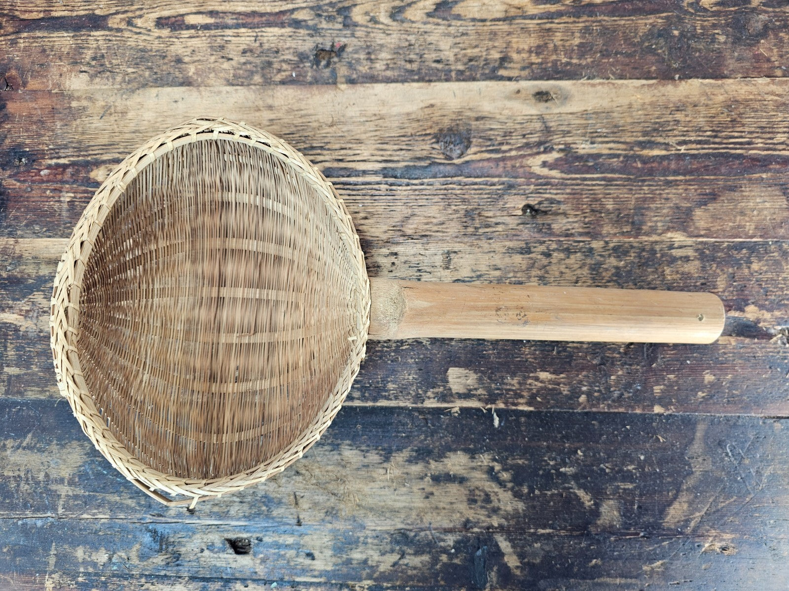 Primitive Hand Woven Bamboo Strainer Ladle