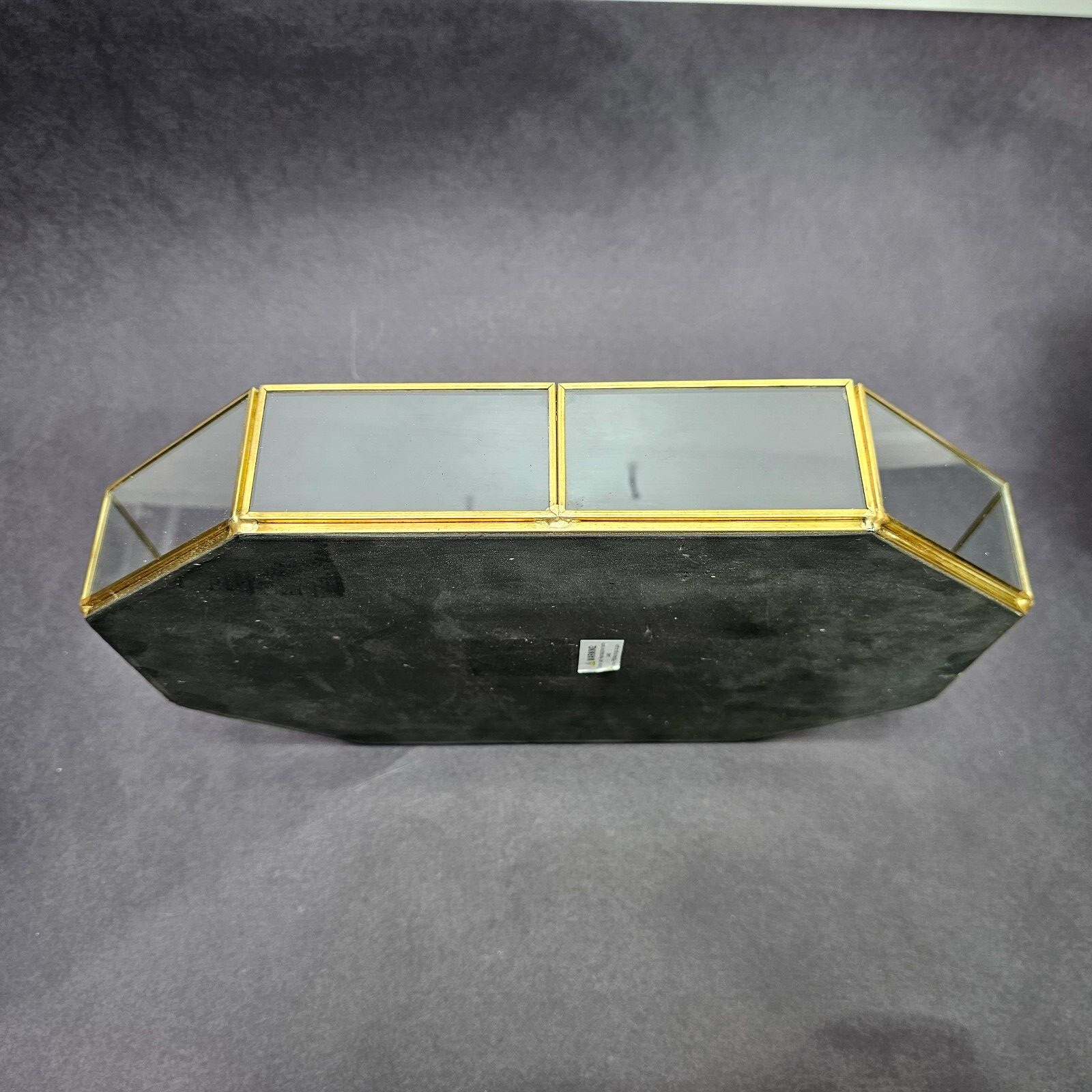 Decorative Brass Glass Jewelry Tray 12.5" L x 8.5" W x 2" H