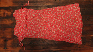 Vintage Flower Printed Red Girls Dress