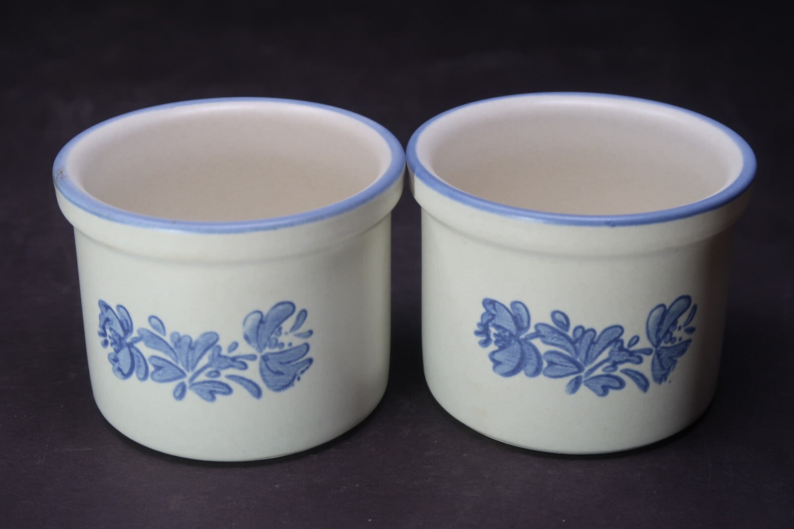 Set of 2 Vintage Pfaltzgraff Yorktowne Ramekins Small Crocks Dip Bowls