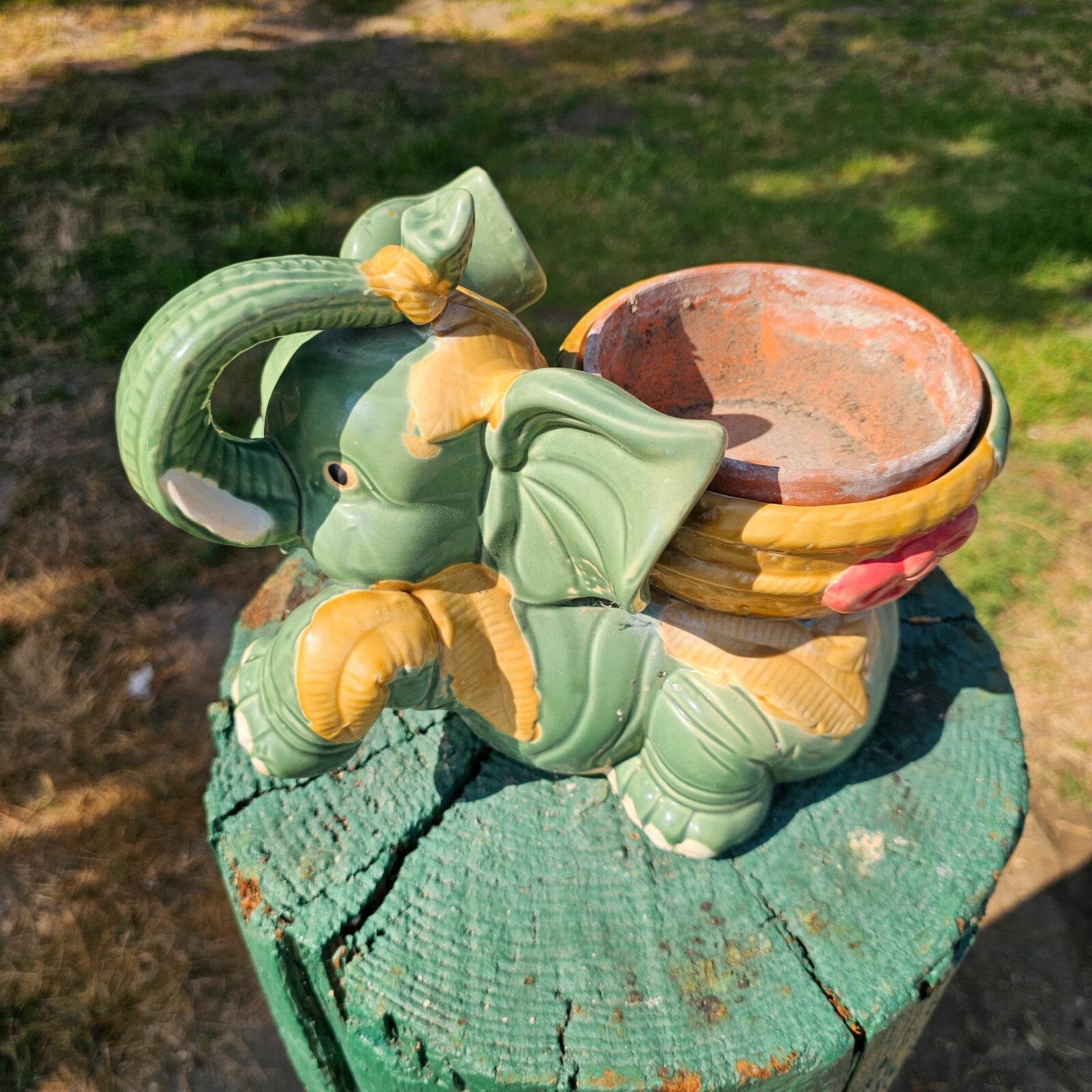 Vintage Elephant Planter 11" x 7" x 8.5" H
