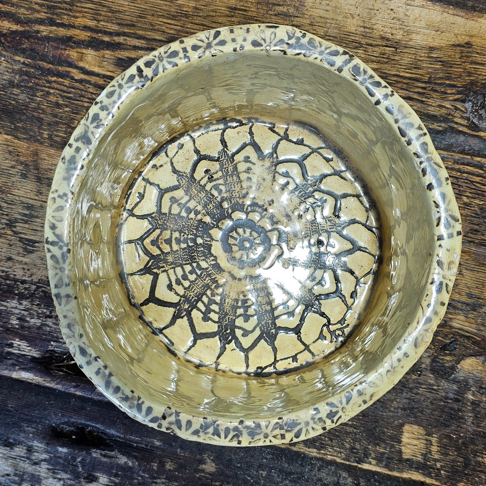 Studio Pottery Ceramic Planter Catch pot 7.25" Diameter x 4"H