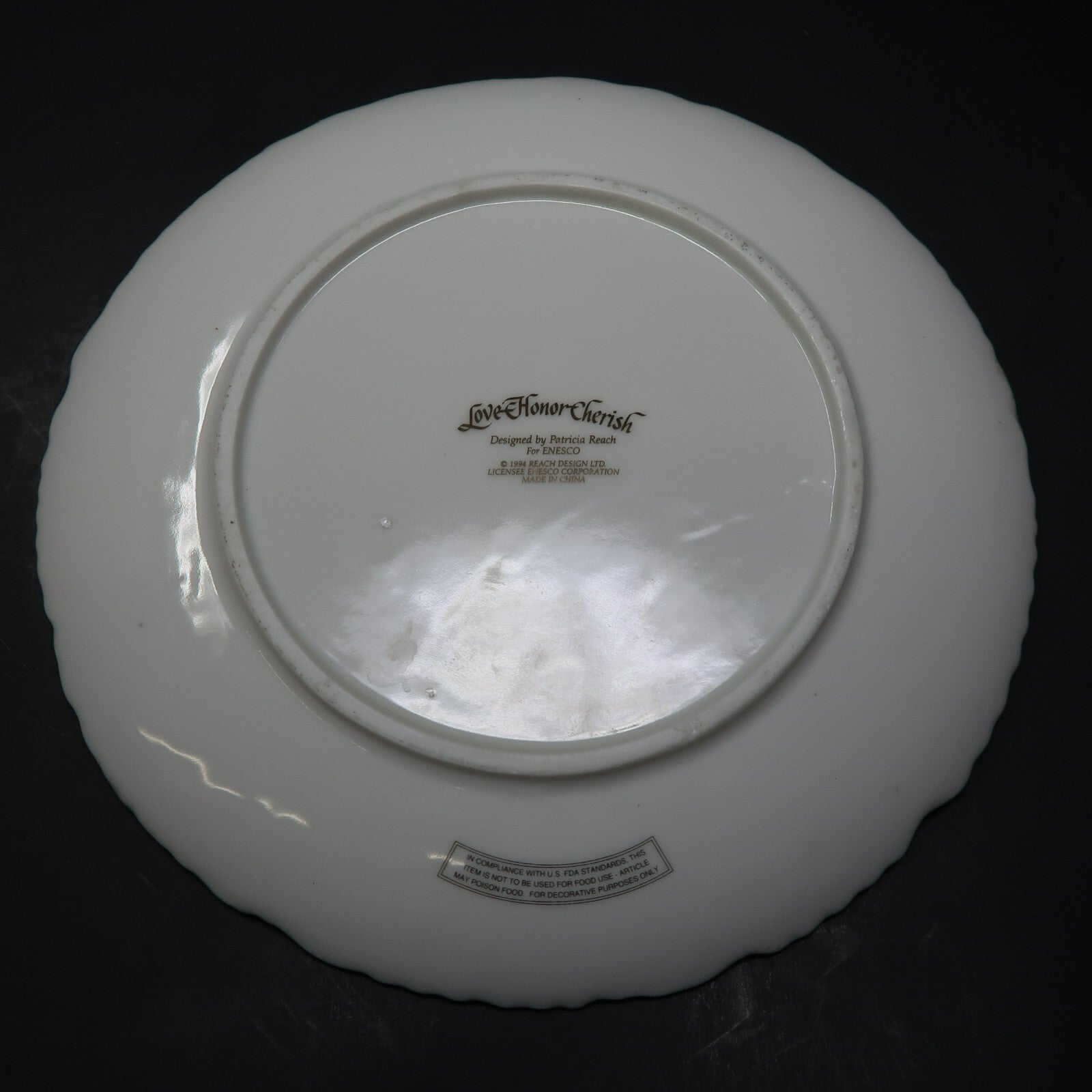 Enesco LOVE HONOR CHERISH 50th Wedding Anniversary Plate