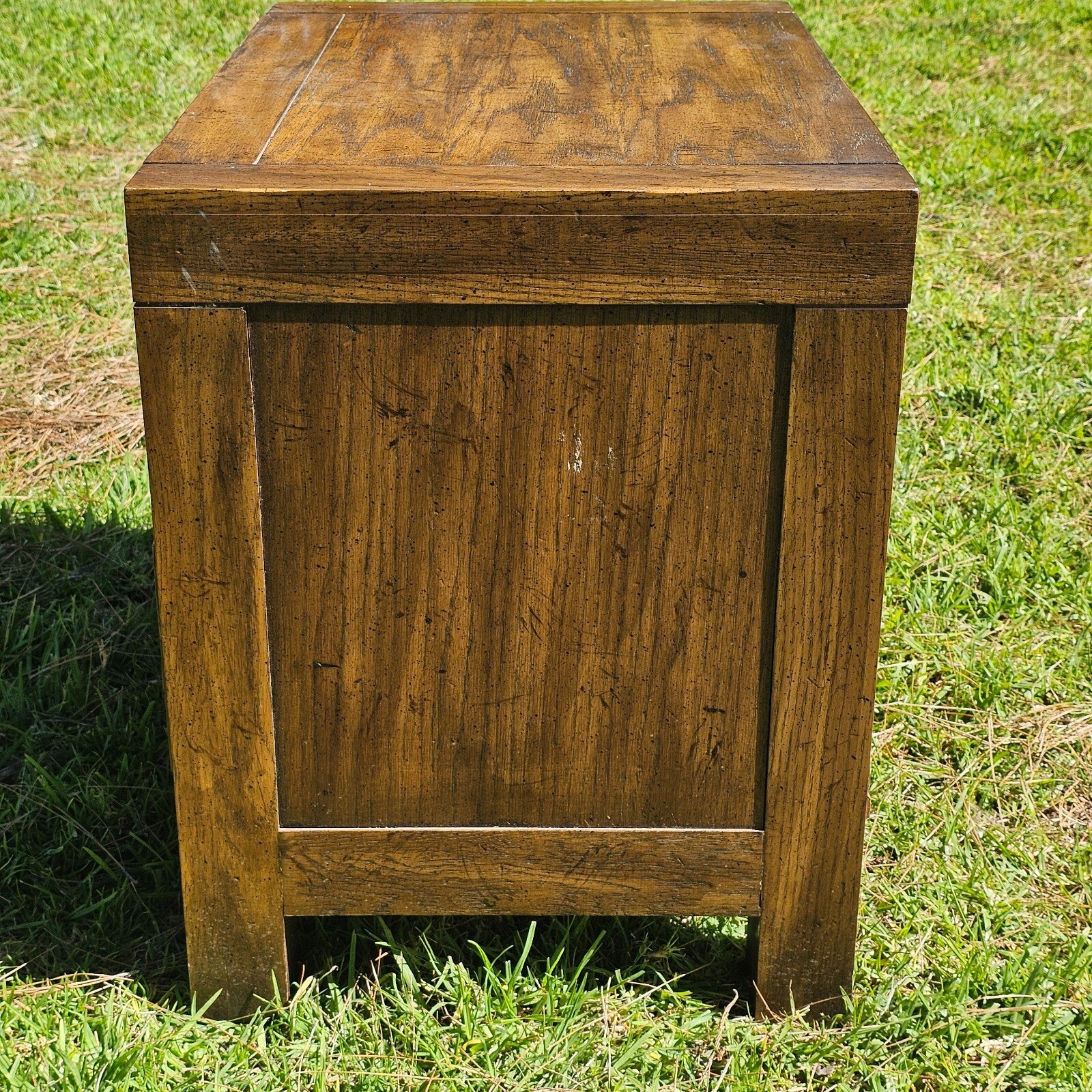 Wood Nightstand With 2 Drawers Bedside Table