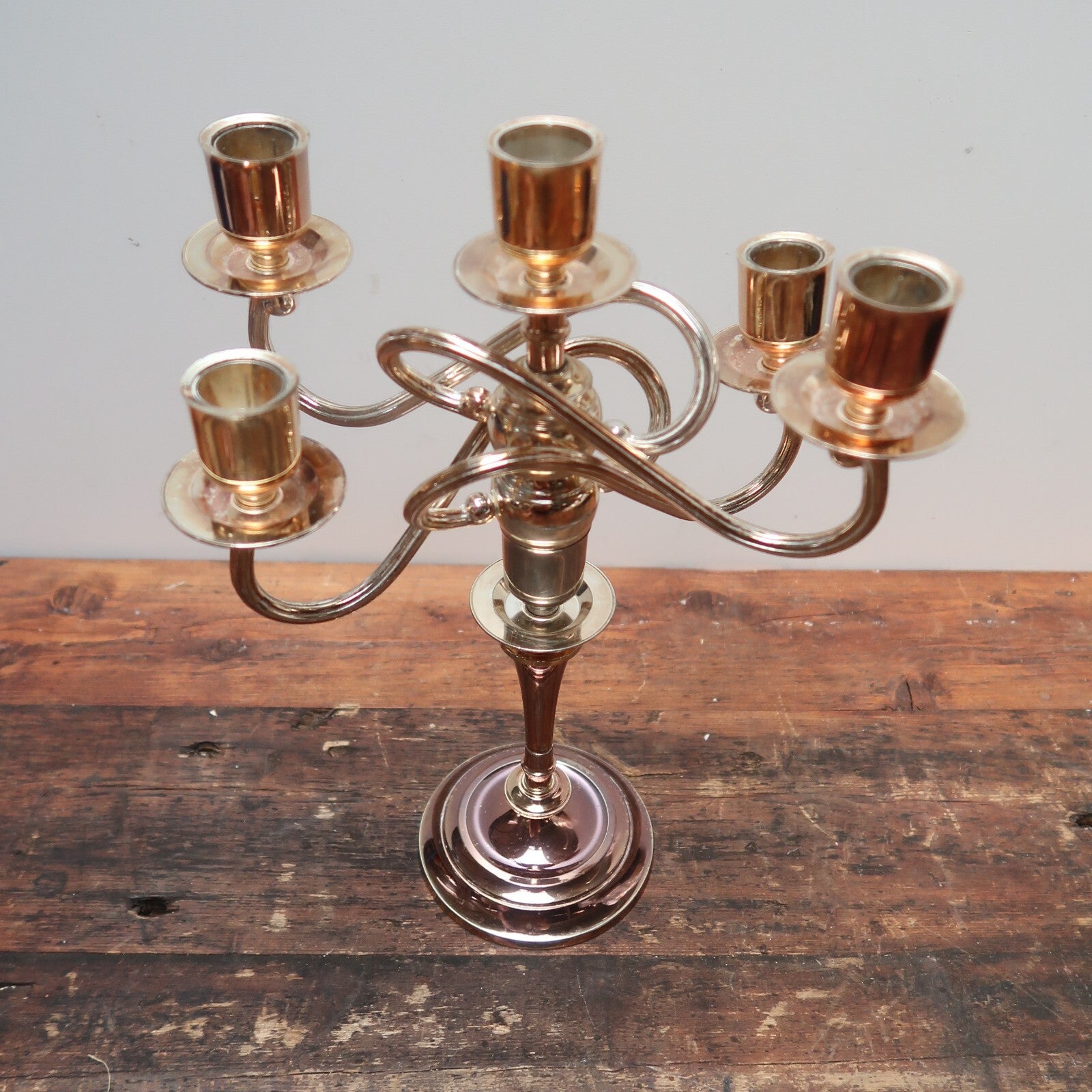 5 Candle Metal Candelabra Candle Holder Stand Chrome H 13"