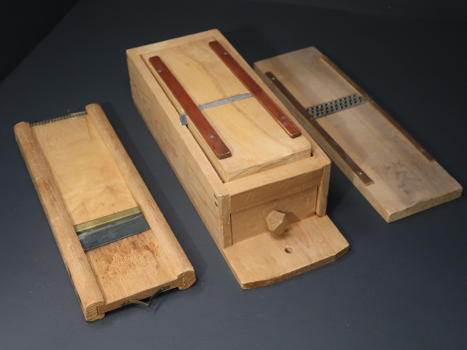 Lot of 3 Vintage Japanese Wooden Bonito Sharpener & Vegetable Slicer