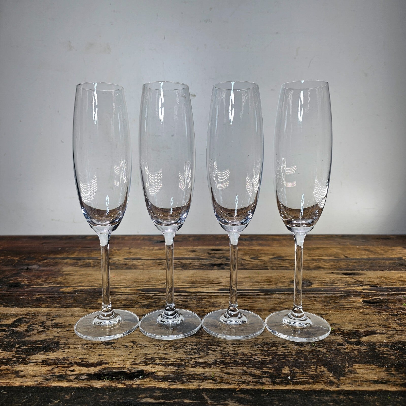 Beautiful Set of 4 MIKASA Crystal Champagne Flutes 9.5"H