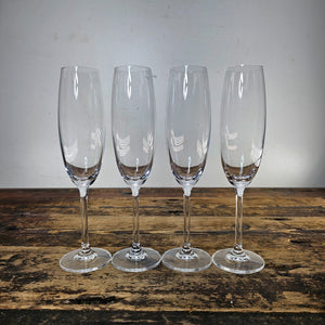 Beautiful Set of 4 MIKASA Crystal Champagne Flutes 9.5"H