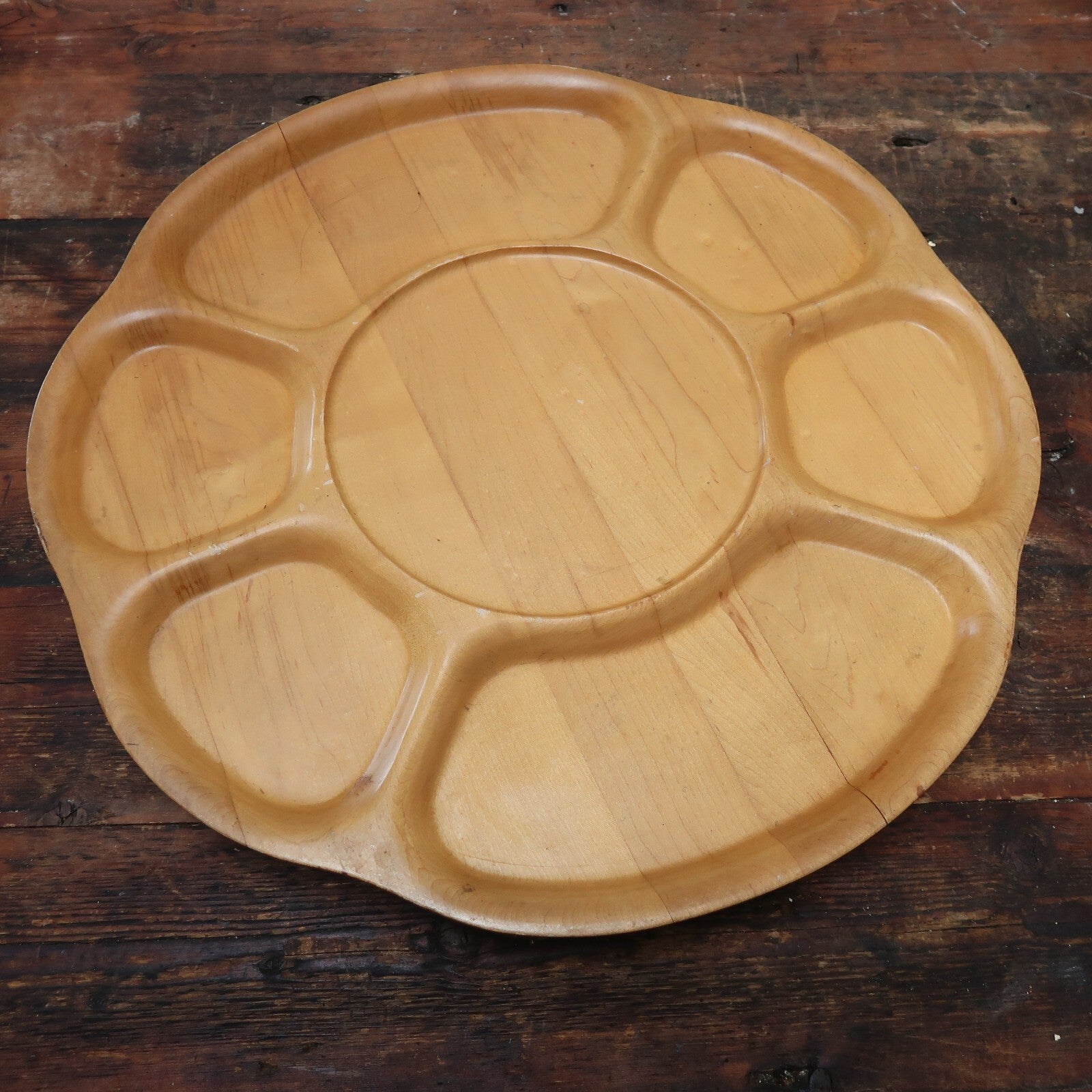 Vintage Large Stanwood Trays Lazy Susan Wooden Turntable 22" x 22" x 2.75"