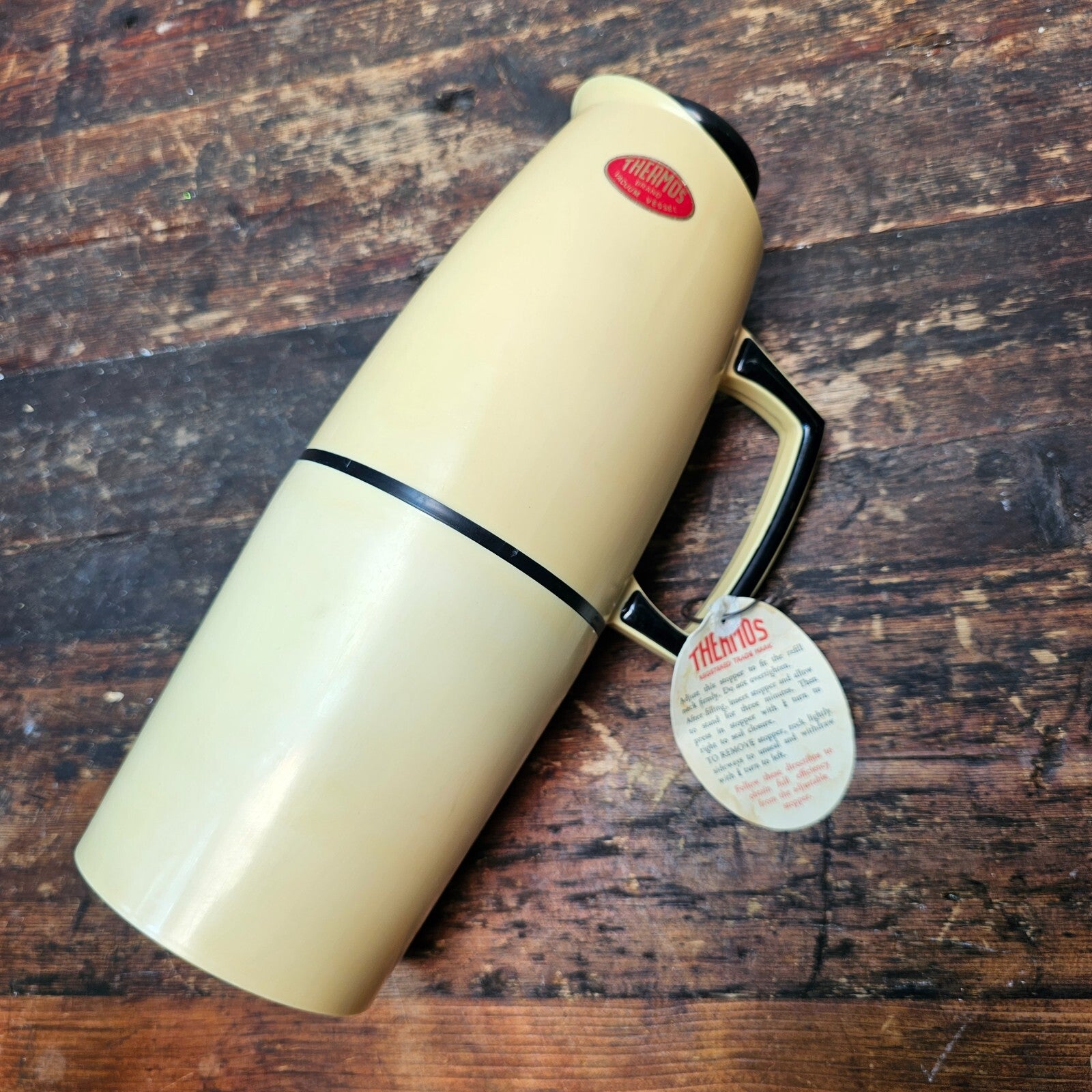 Thermos Vacuum Jag Flask 58Q Black & Yellow Made In England 1950's