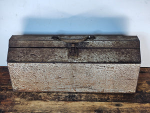 Vintage Rusty Metal Hip Roof Tool Box