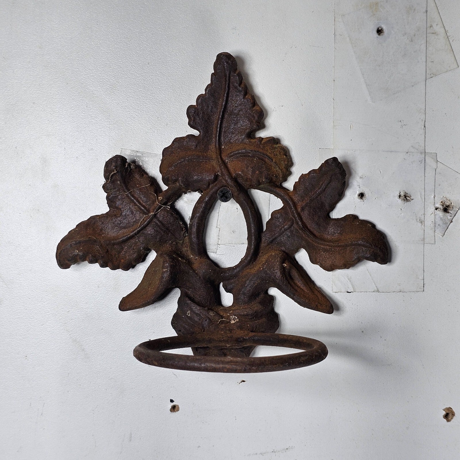 Victorian Style Cast Iron Wall Planter Candle Holder Ivy Design 6.5"H