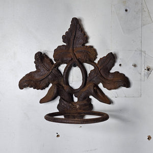 Victorian Style Cast Iron Wall Planter Candle Holder Ivy Design 6.5"H