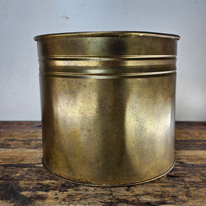 Vintage Brass Container Planter Made In Ireland Patina 9.75"Diam x 8.75"H