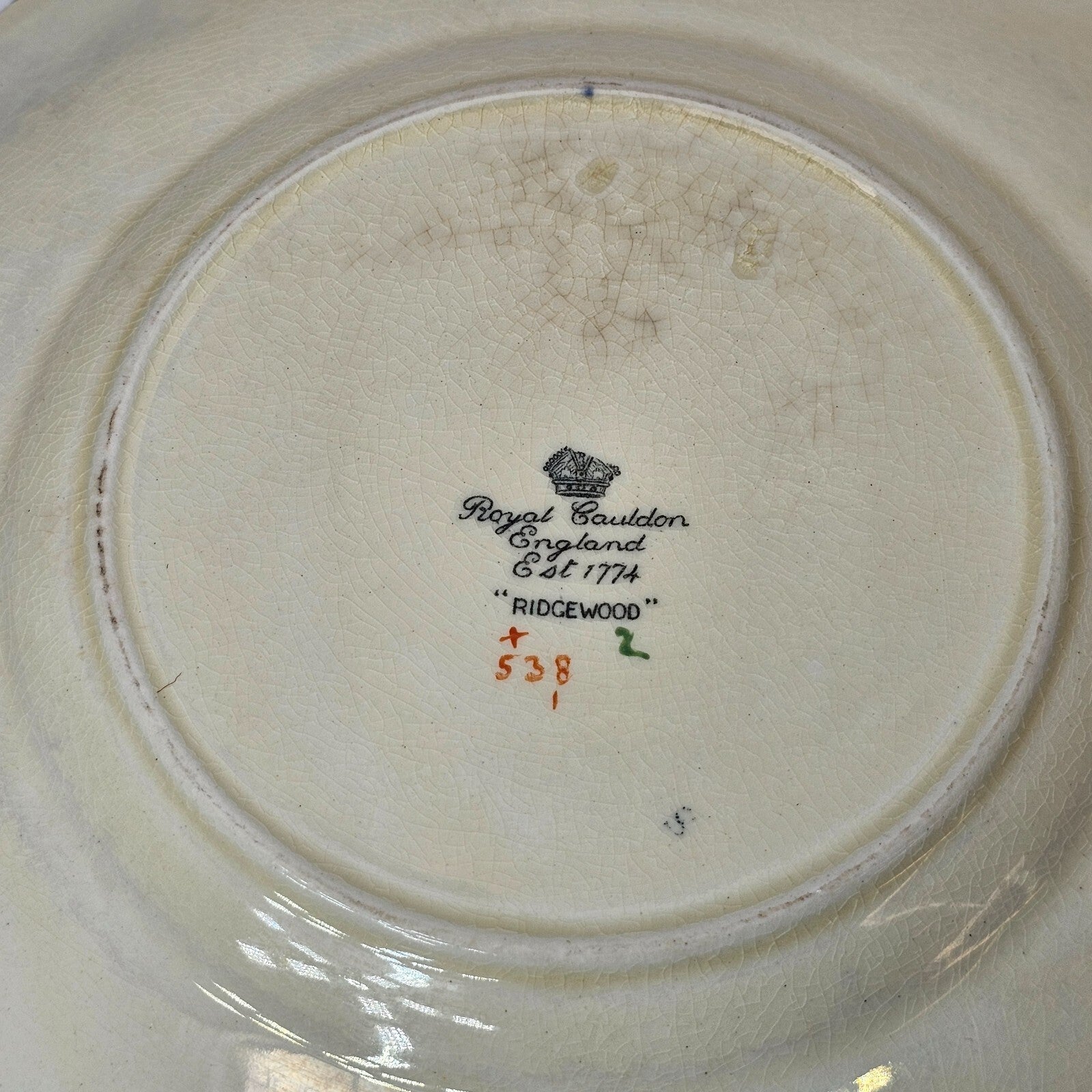 Ridgewood Royal Cauldon England Est 1774 Square Floral Ivory Dinner Plate 8 1/2"
