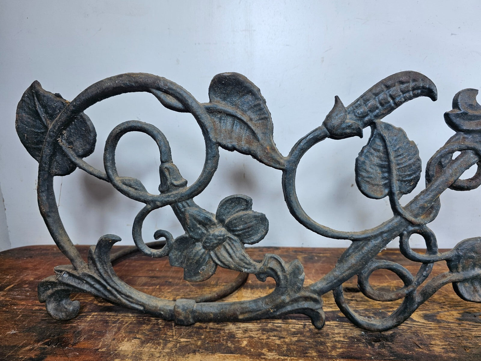 Victorian Style Cast Iron Wall Planter with Ivy Design  28.5"L x 9.5"H x 8.5"D
