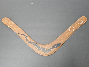 Aboriginal Art Style Wooden Boomerang (Snake Design)