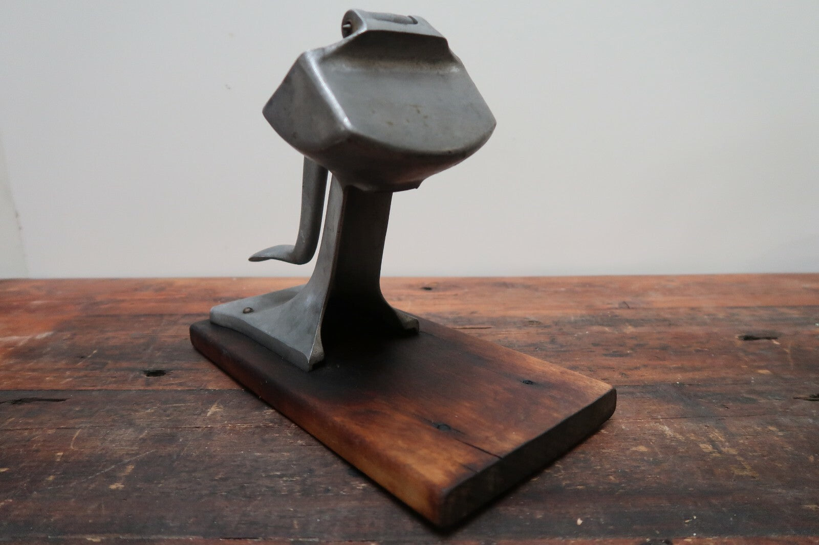 Vintage Aluminum Hand Press Juicer With Wood Base