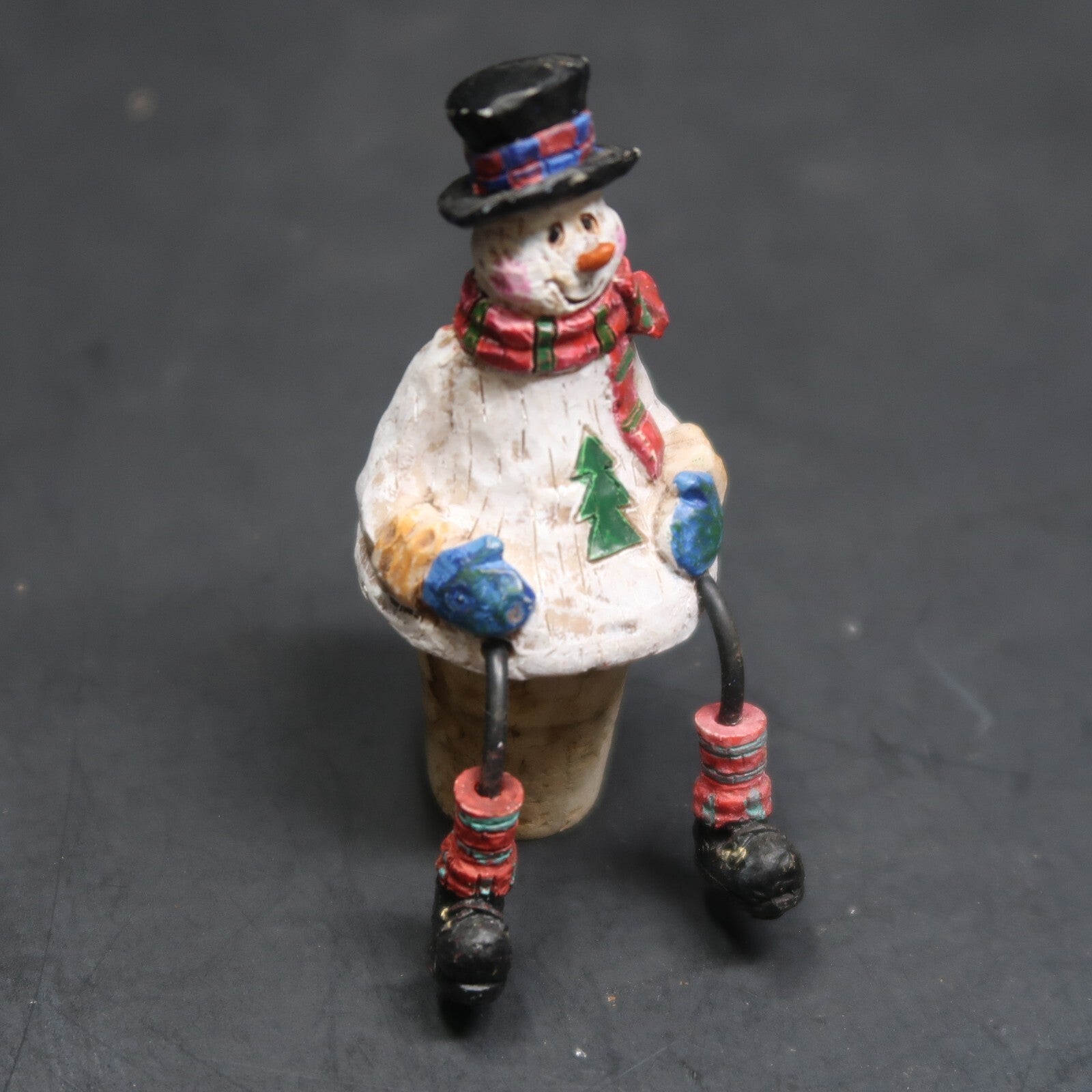 Snowman Dangling Legs Wine Stopper Cork 3"