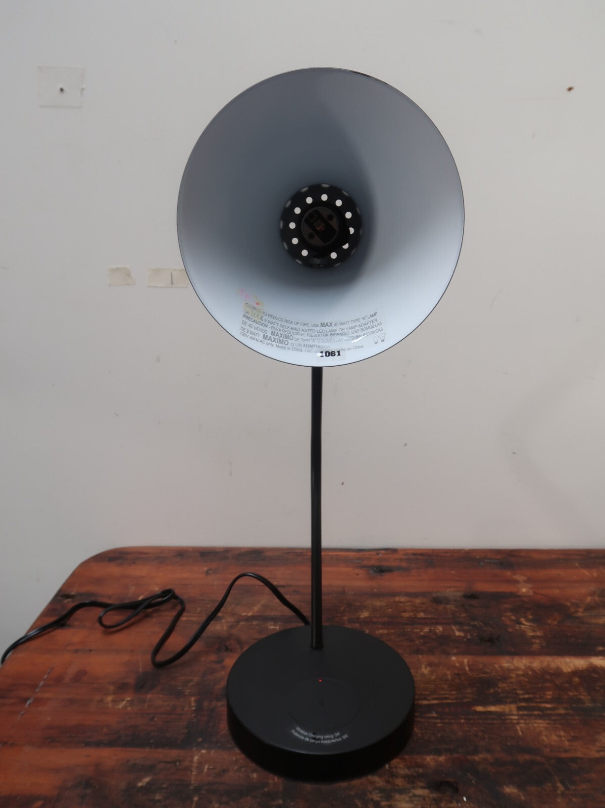 Black Task Lamp with Wireless and USB Charging Station