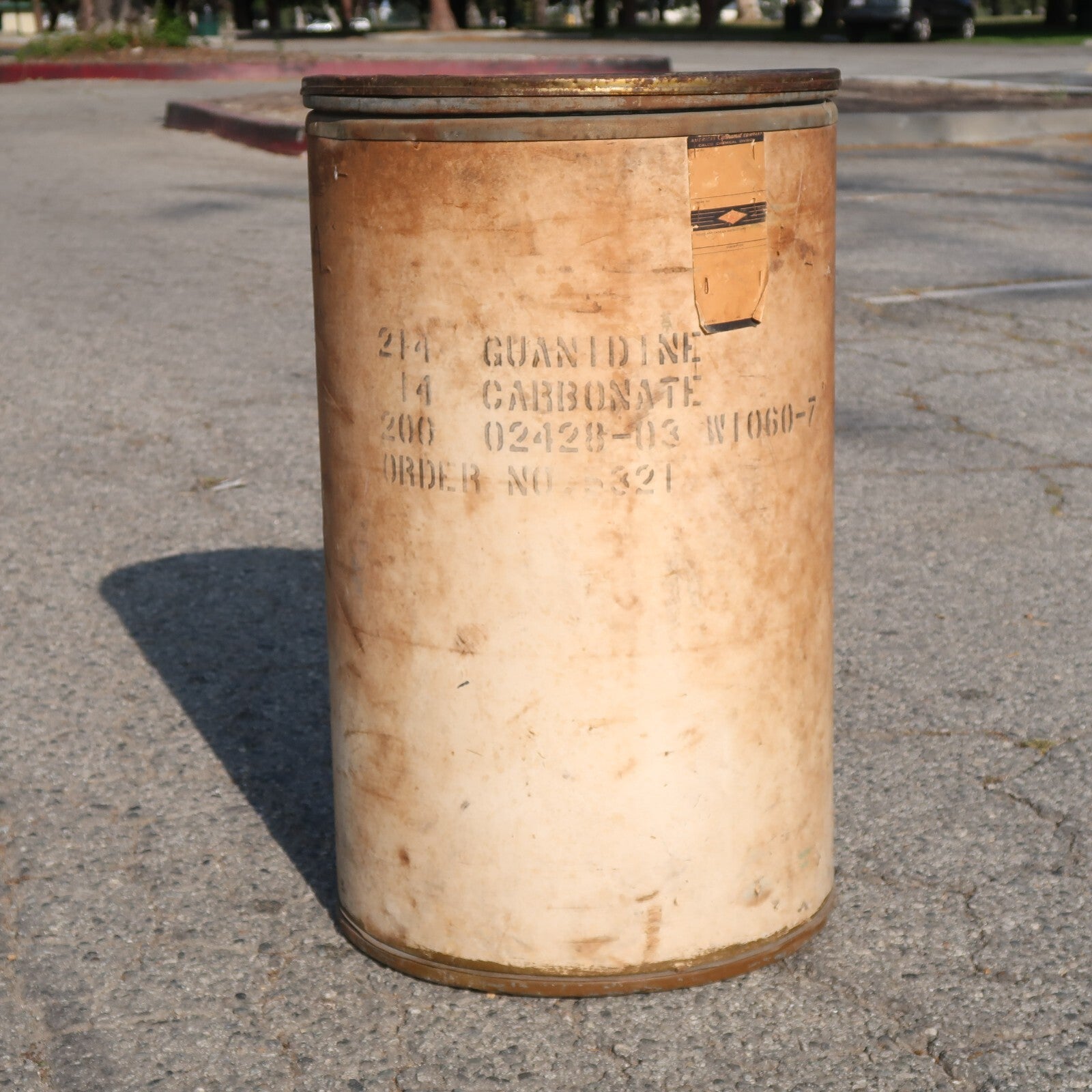 Vintage Calco Fiber Drum Barrel Storage With Lid 19" Diam. 31" Tall