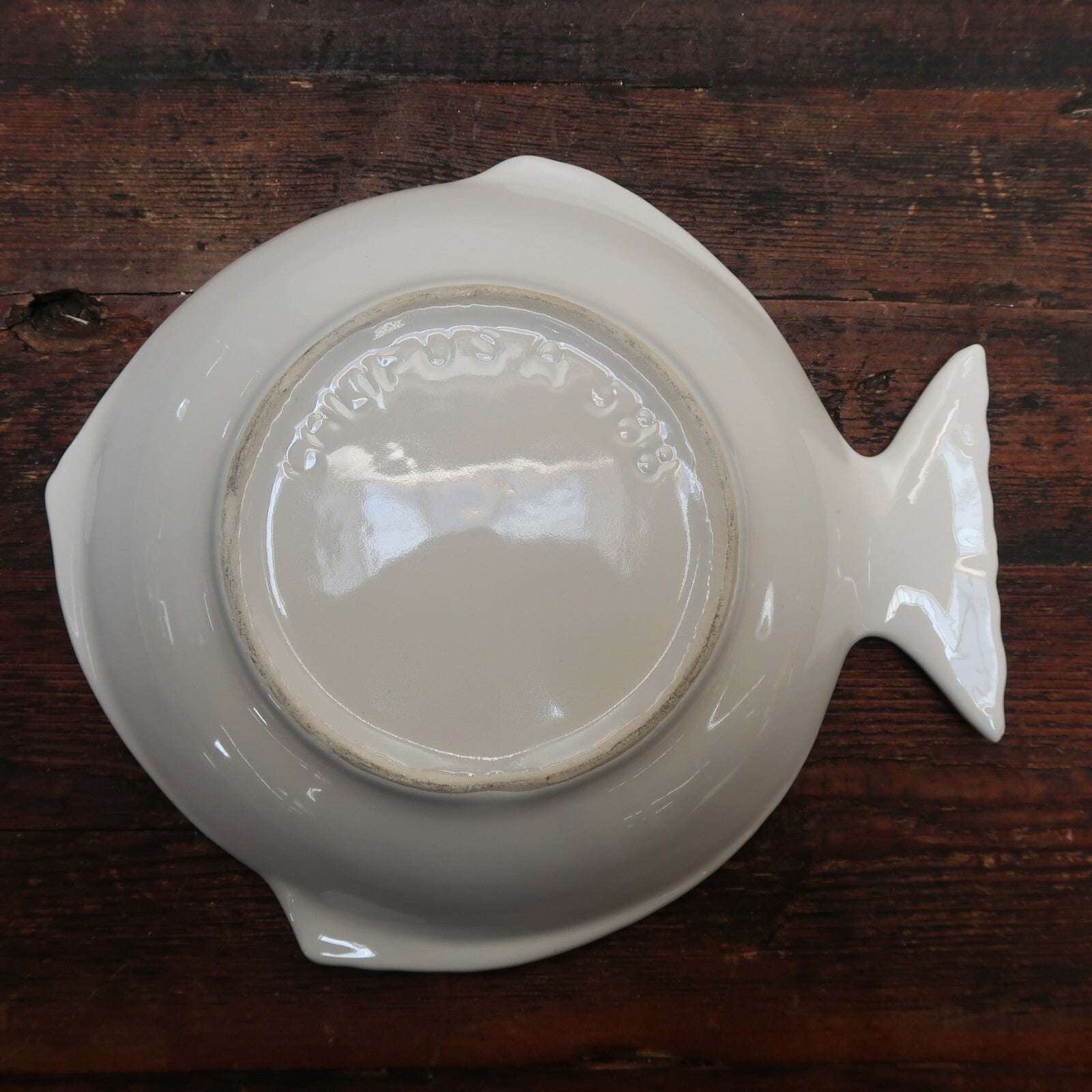Vintage Oven Proof Fish Shaped Bowl Made In California 10.5" x 9" x 2"