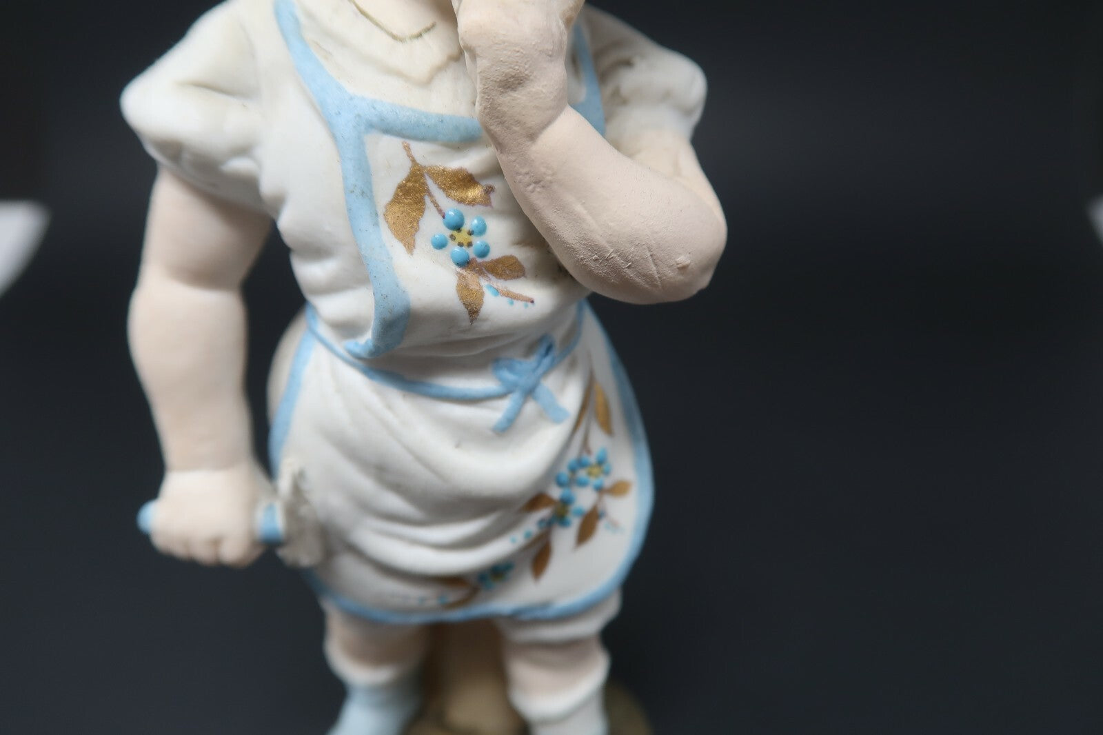 Early 1900's Vintage Child Blacksmith Hand painted Bisque Porcelain Germany 7.5"
