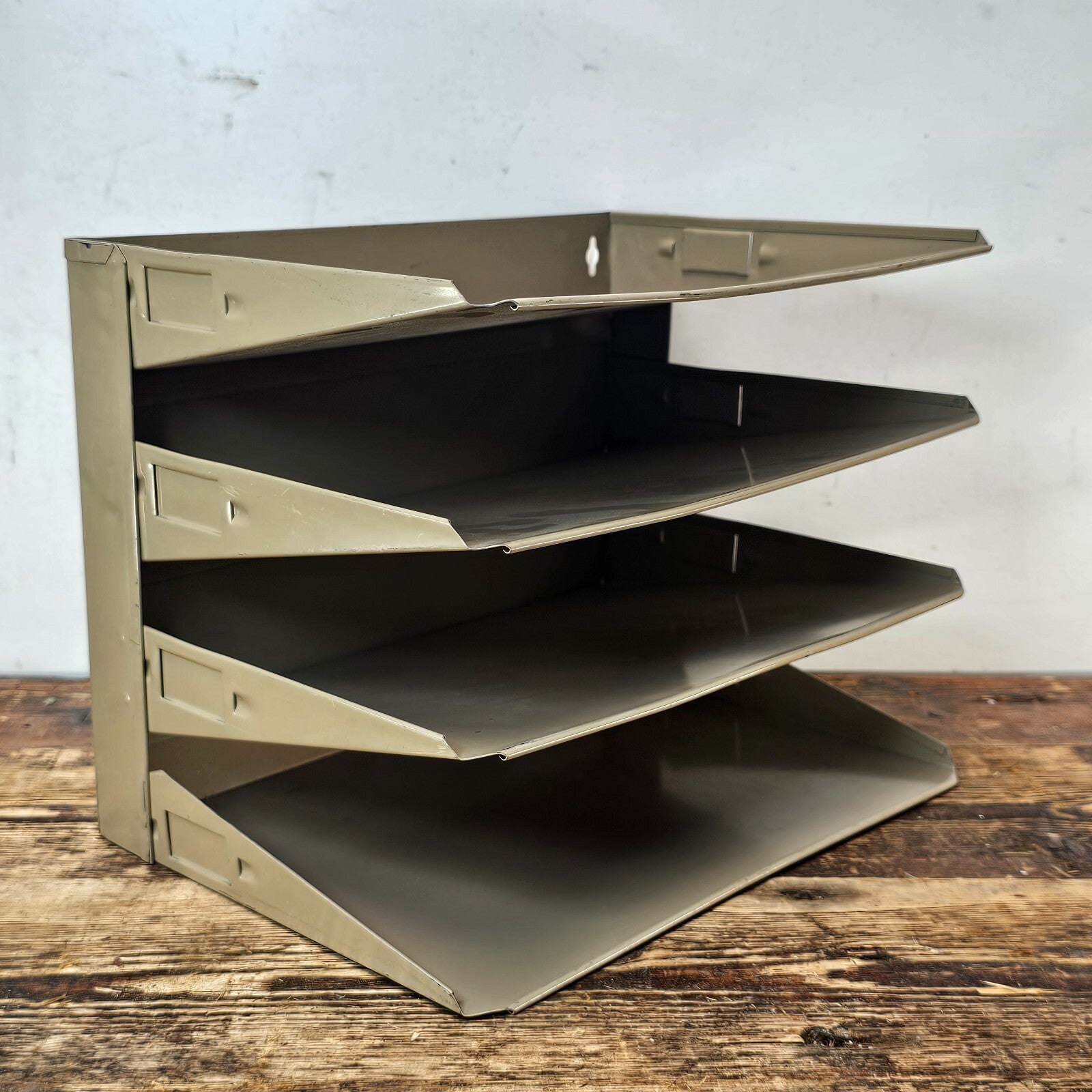 Vintage 4-Tier Wall-Mounted / Desktop Steel File Organizer