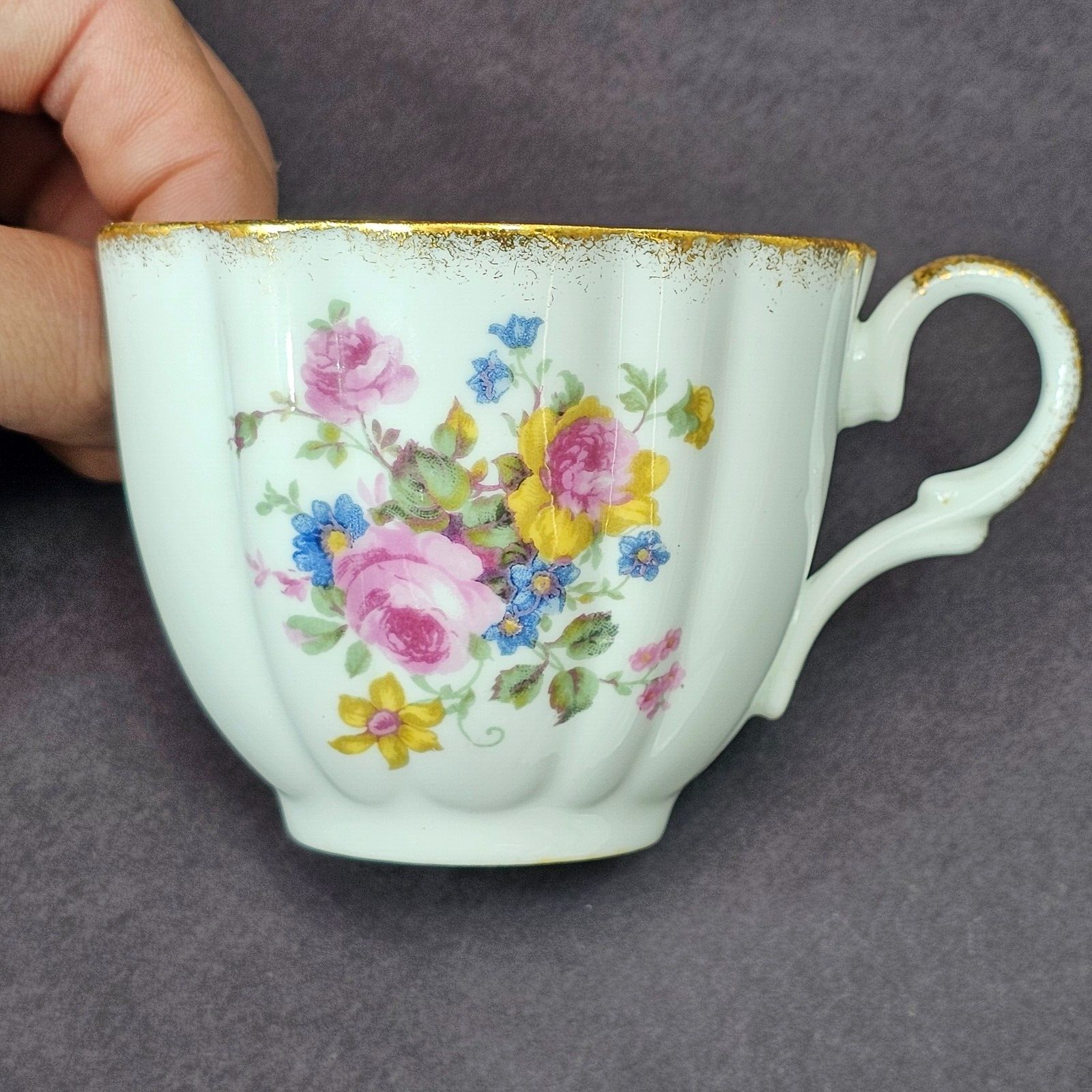 Vintage Taylor and Kent Gold Trim Teacup & Saucer Set From England