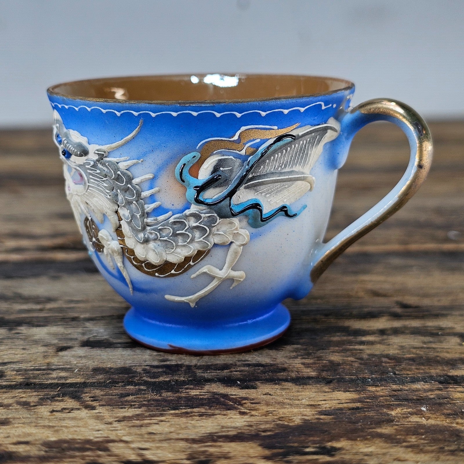 Vintage Japanese Dragonware Demitasse Cup with Flaws