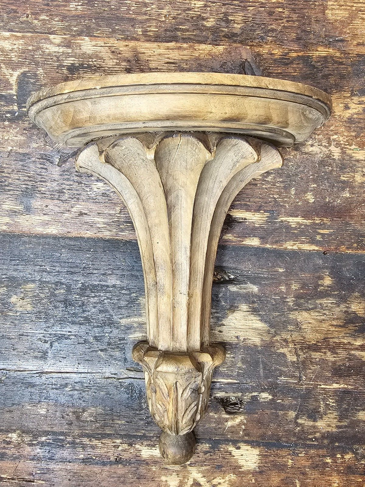 Vintage Hand Carved Italian Florentine Wood Shelf Bracket 9 5/8"H