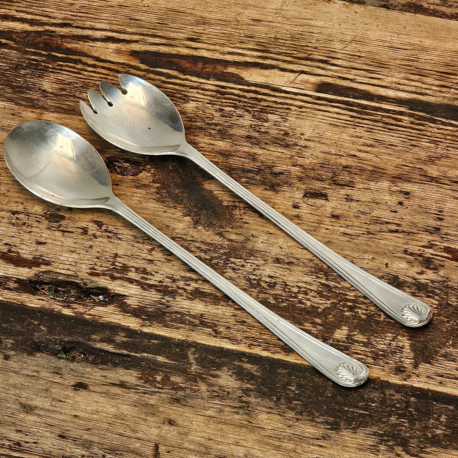 Vintage 1960s Salad Server Set by William Adams of Sheffield 9.25"