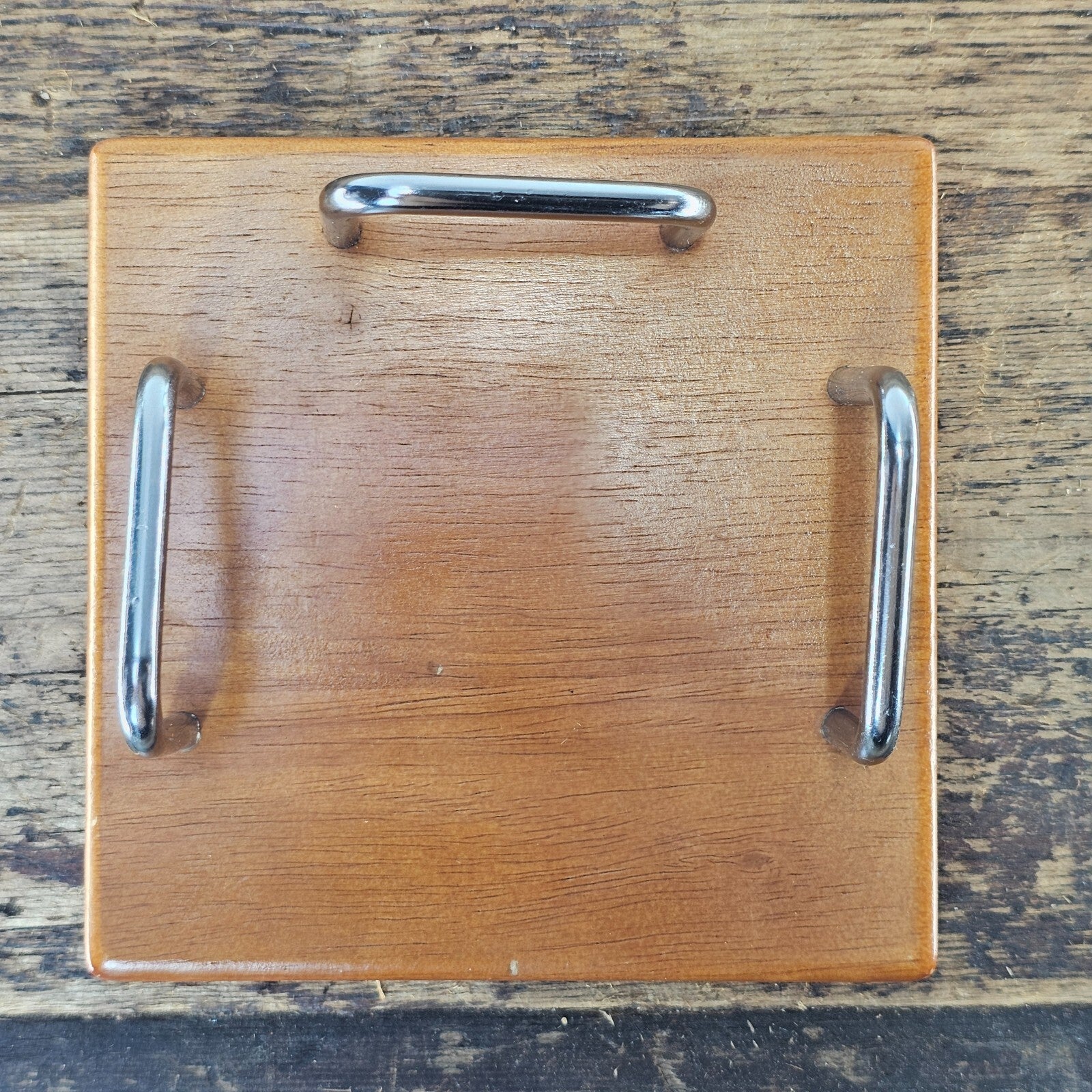 Danish Modern Style Teak Desktop Organizer Set with Chrome Handles