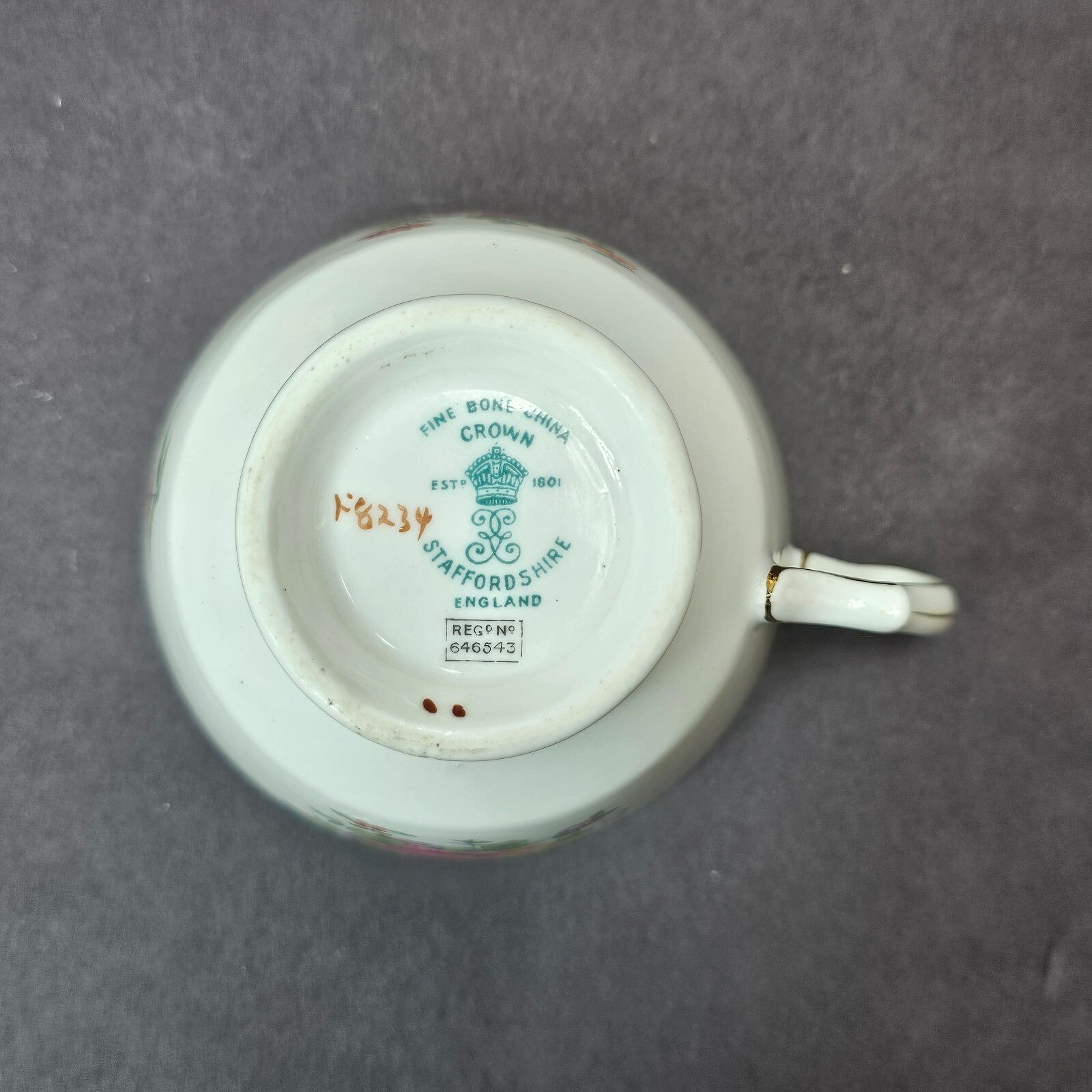 Vintage Fine Bone China Crown Staffordshire Teacup & Saucer Set From England