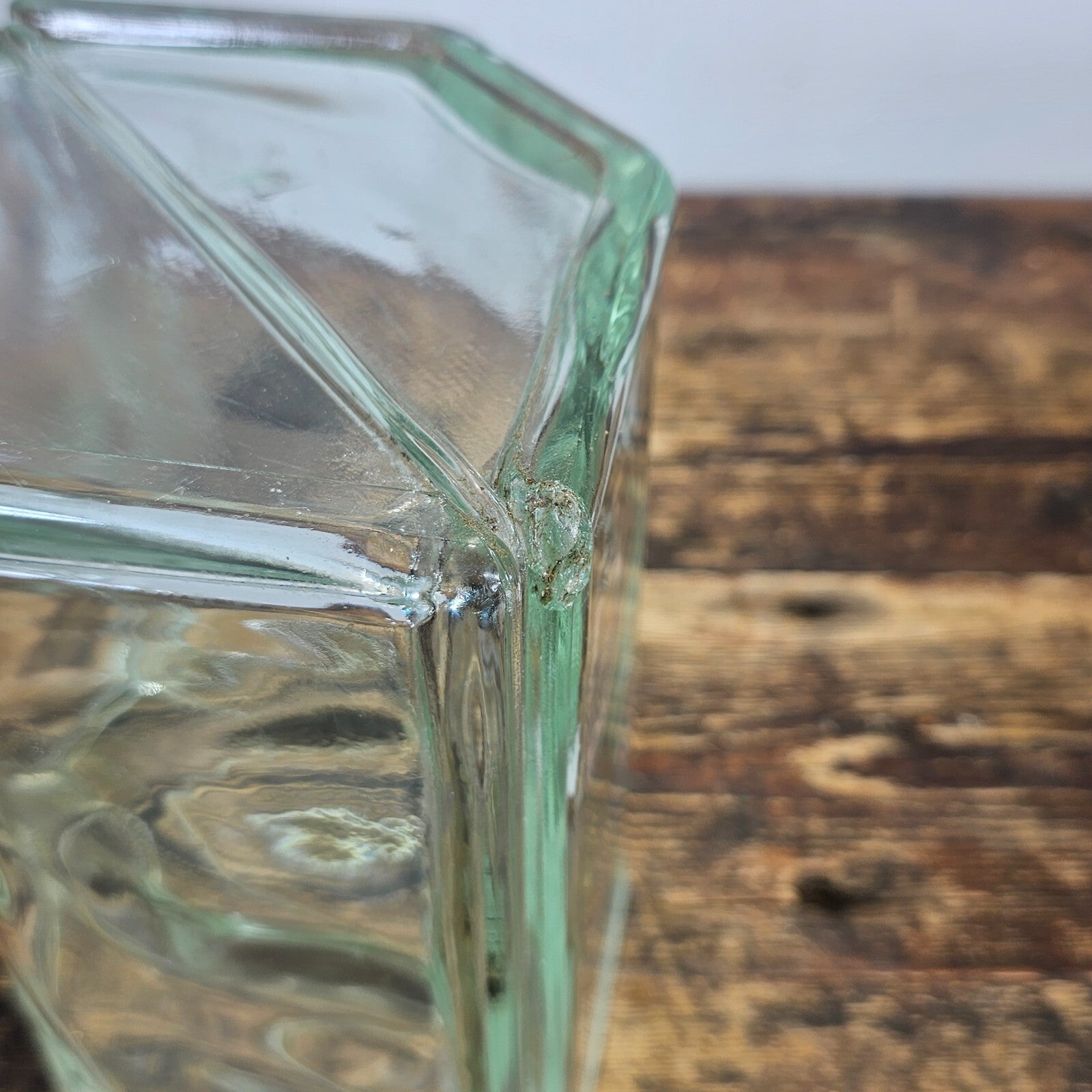 Hexagonal Glass Block Brick 7.5"L x 5.5"W x 7.75H" Vintage (Damaged)