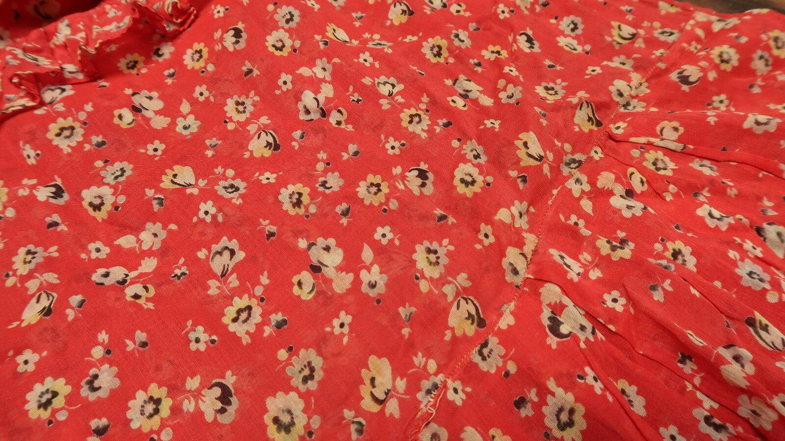 Vintage Flower Printed Red Girls Dress