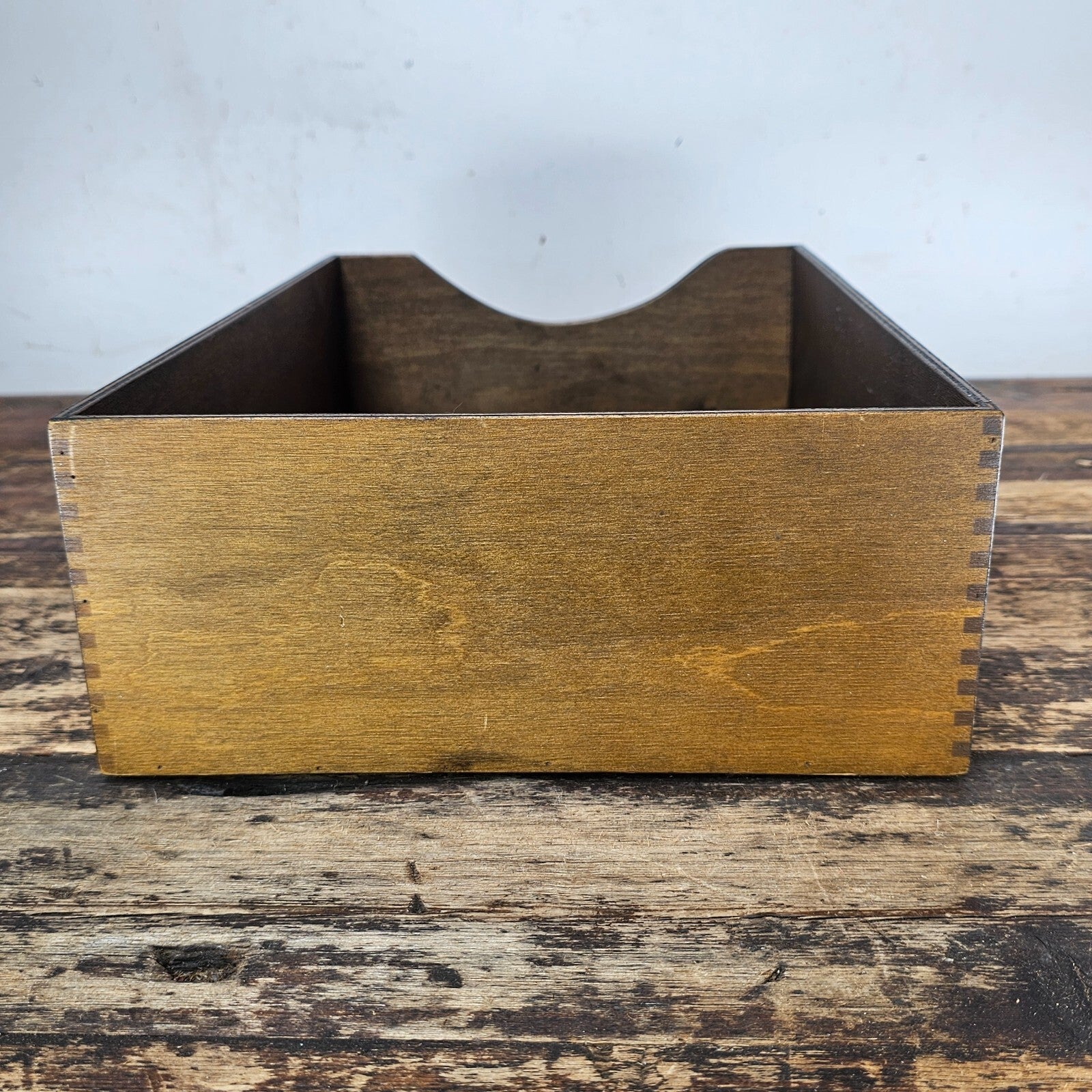 Vintage Walnut Deep Desk Tray / Document Organizer  (1950s-1960s) 4.25"H