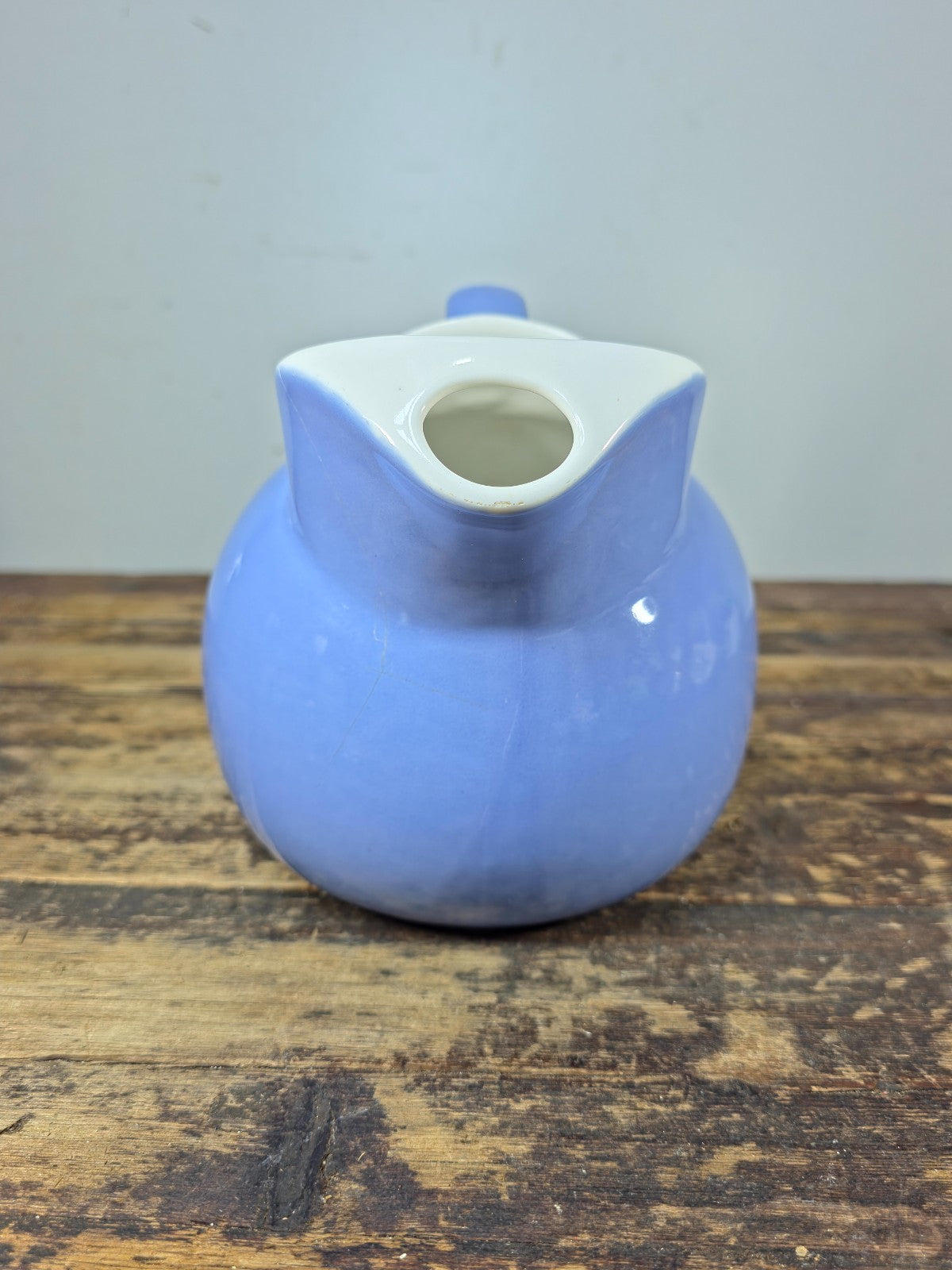 Vintage Coorsite No.937 Water Pitcher Lavender White Ceramic Jug Hairline Crack