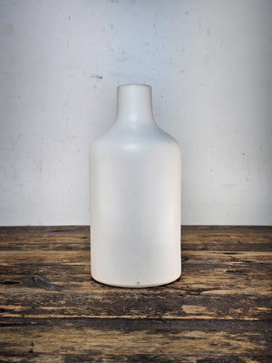 West Elm White Ceramic Vase Bottle 4.25"Diam x 9"H