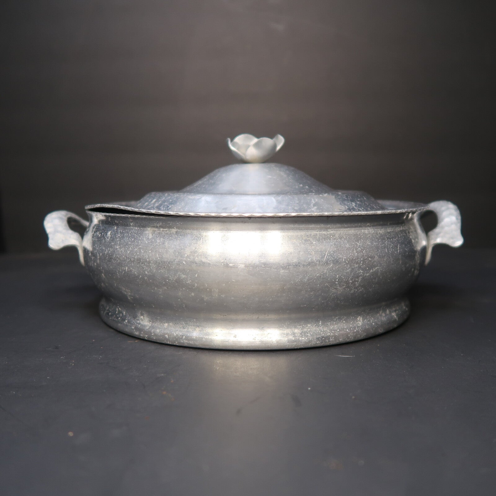 Vintage Hammered Aluminum Casserole Dish + Pyrex 023 1.5 QT Bowl