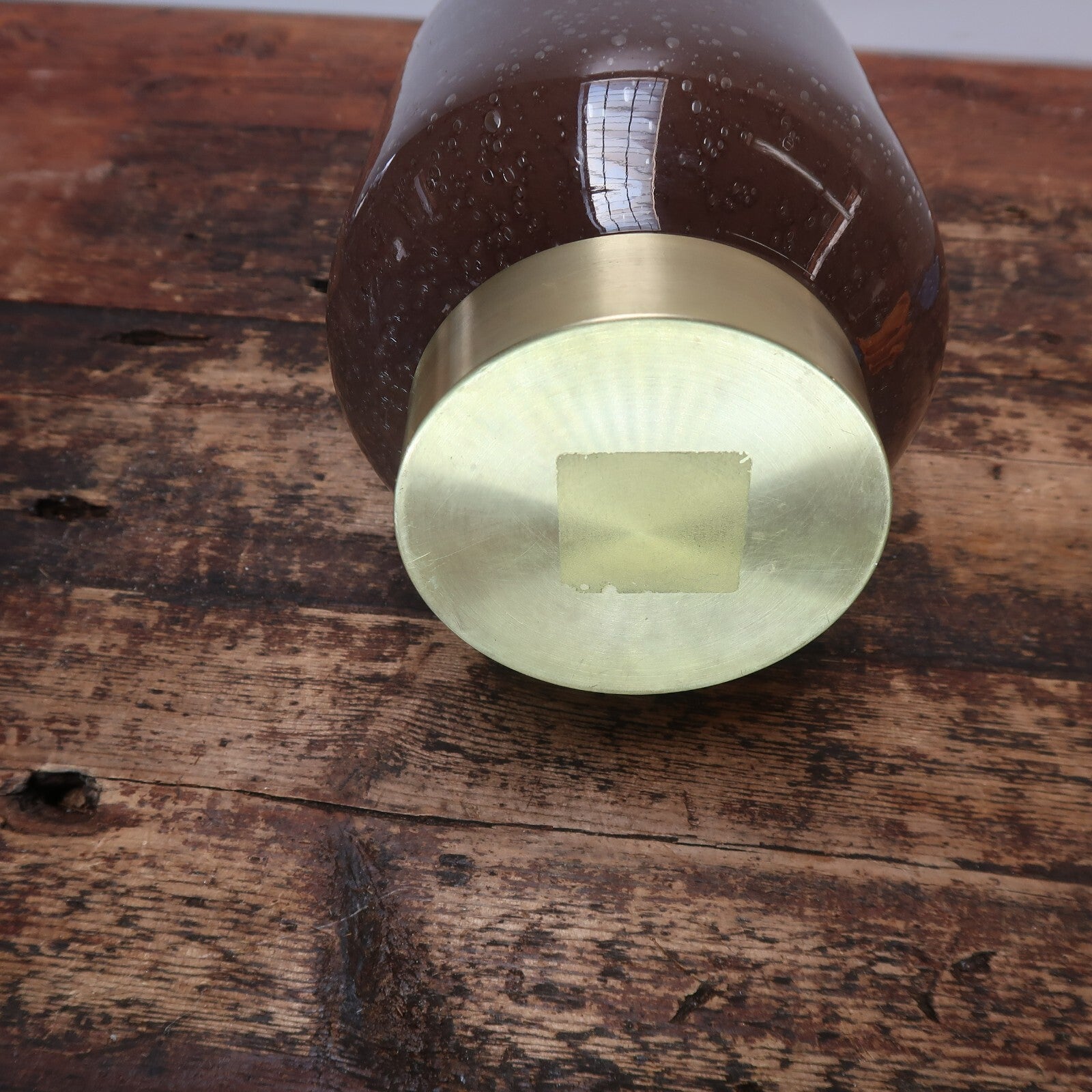 Reddish Brown Seeded Art Glass Vase H 16.5"