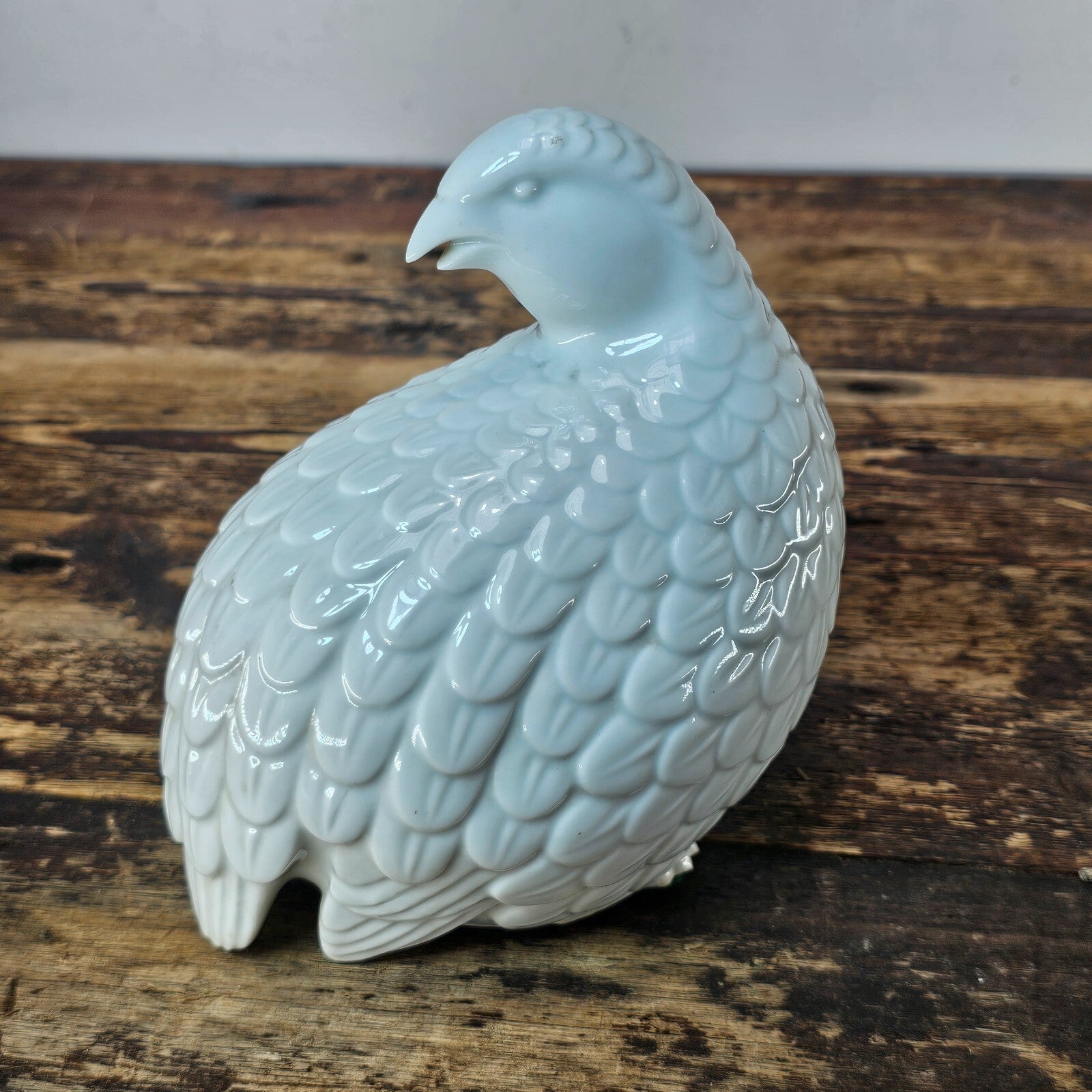 Vintage White Porcelain Quail Figurine Signed Made In Japan 7.5"L x 5"W x 7.5"H