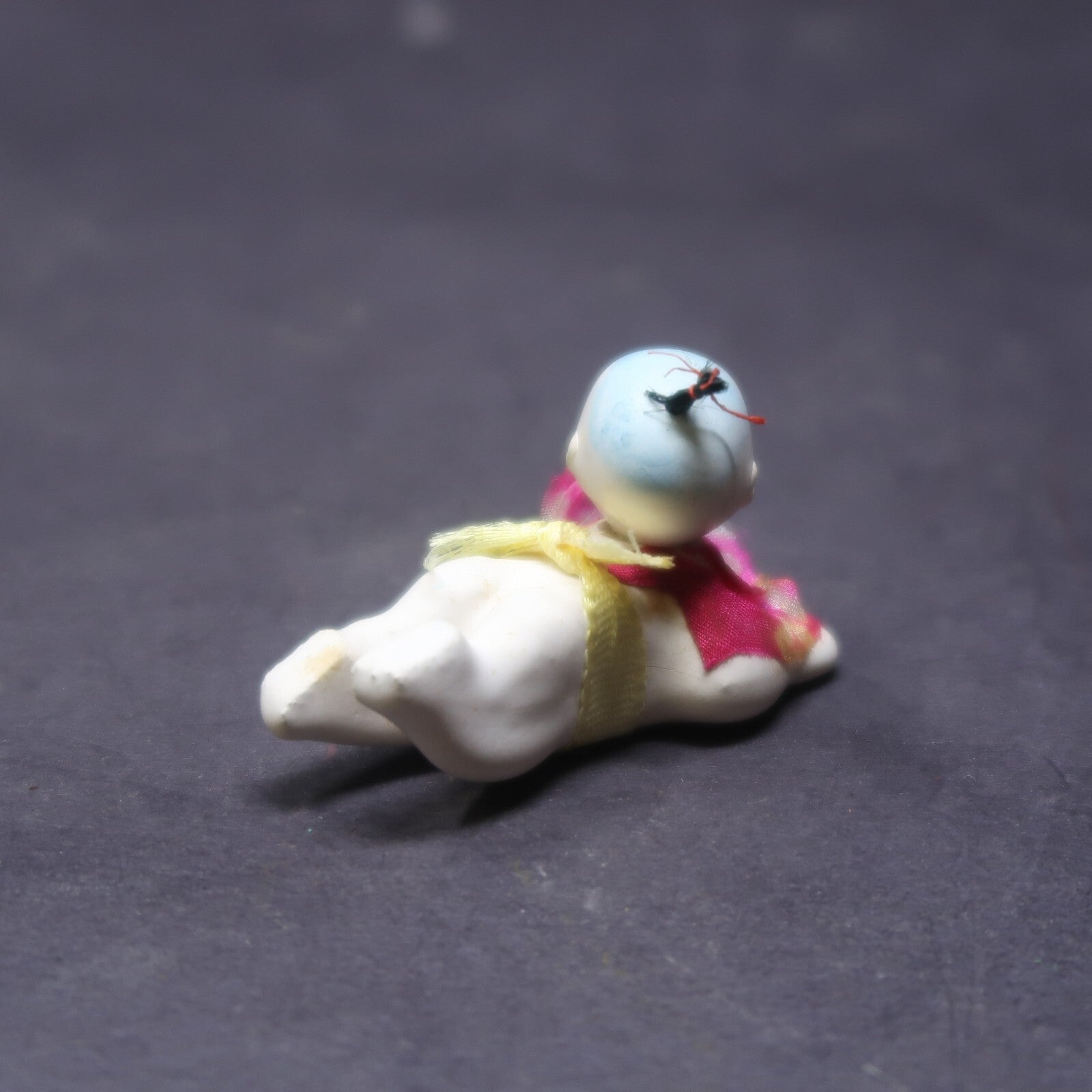 Antique 2" Long Miniature Crawling Baby Doll Japanese Porcelain Doll 1920s