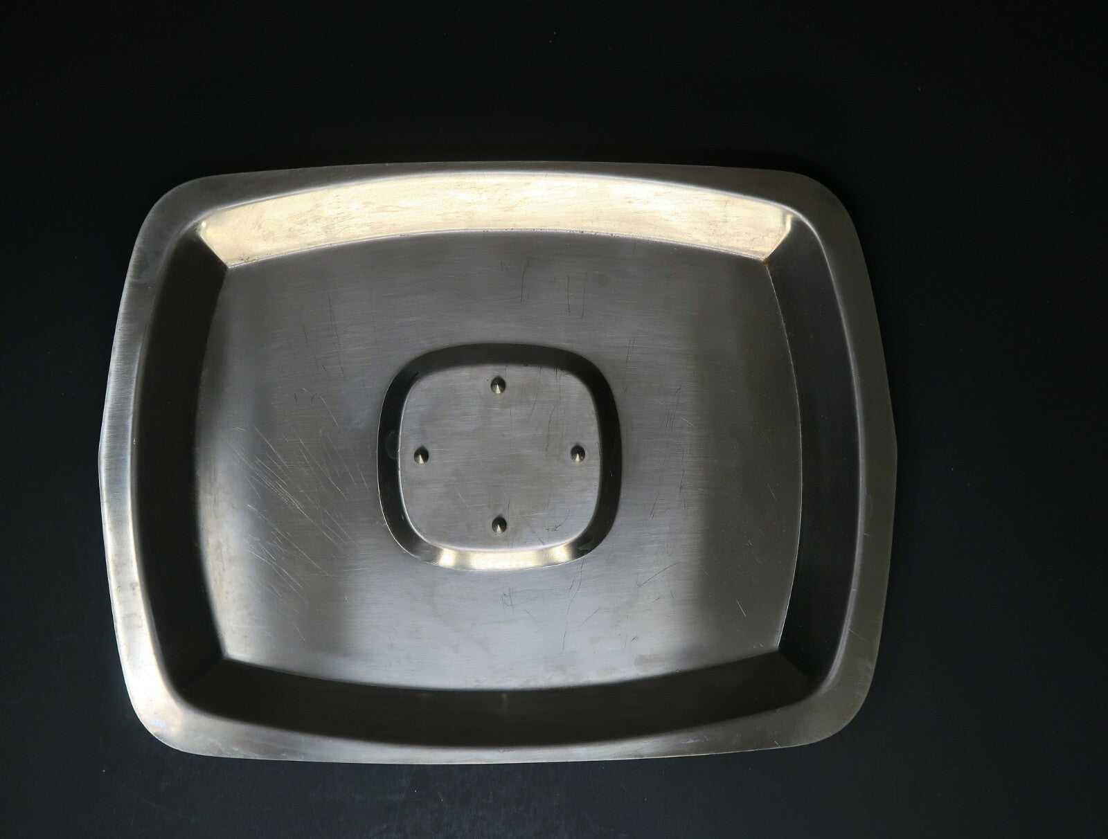 Vintage Stainless Steel Food Carving Tray Platter 4 Spikes Made In Japan